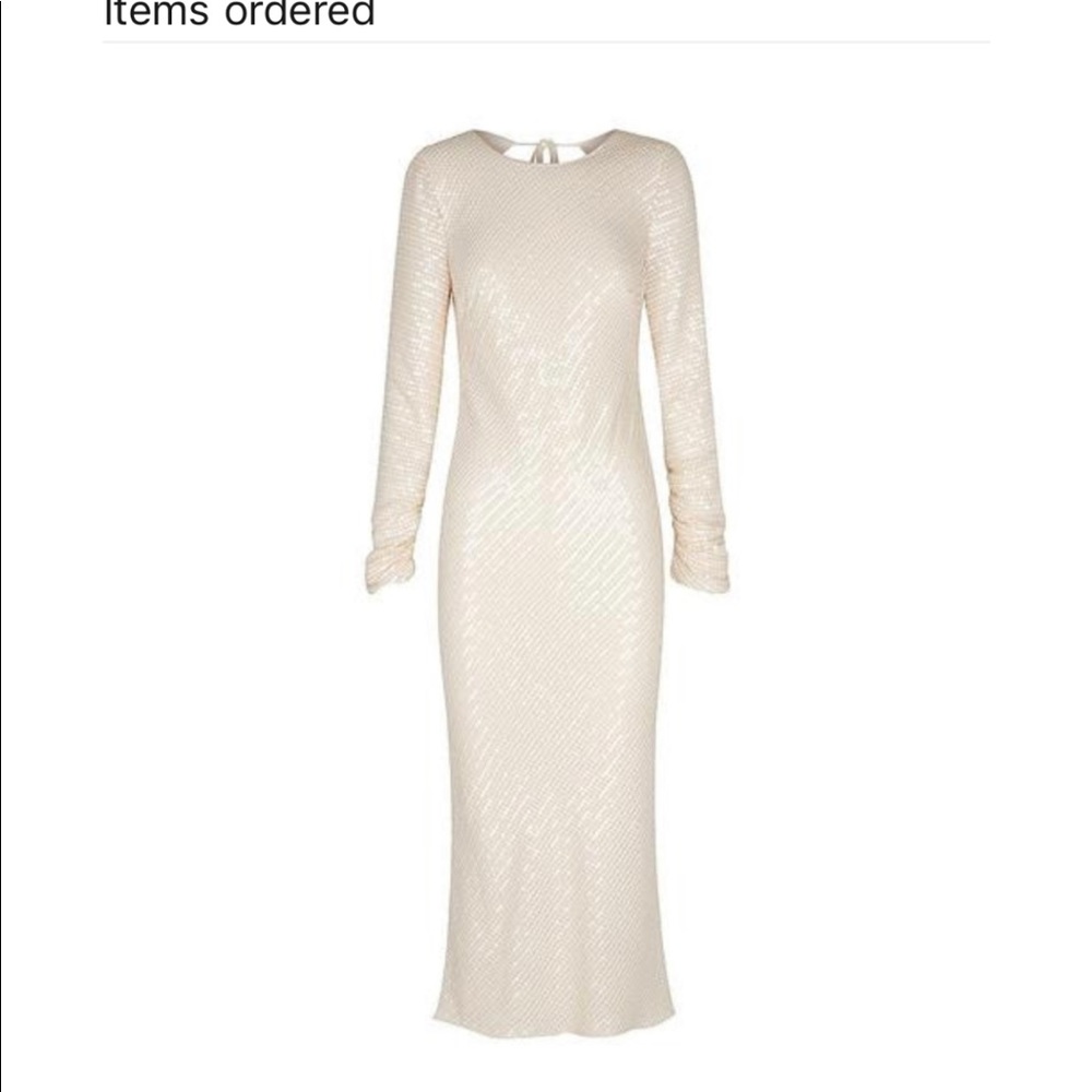 Selling long sleeve midi Shona Joy full sequin dress with open back